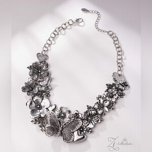 Paparazzi Silver Floral Butterfly Necklace